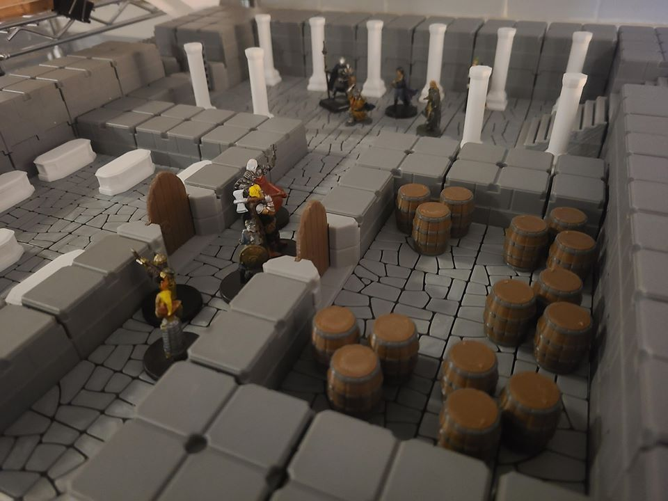 BattleboardGame's tweet photo. My kid put together a great setup tonight, pretending it was game night. She says its a group of older heroes facing off against a bunch of younger adventurers in the Dungeon of Doom. I'm rooting for the older guys, but I am biased. https://t.co/mHPu9tGMzD
