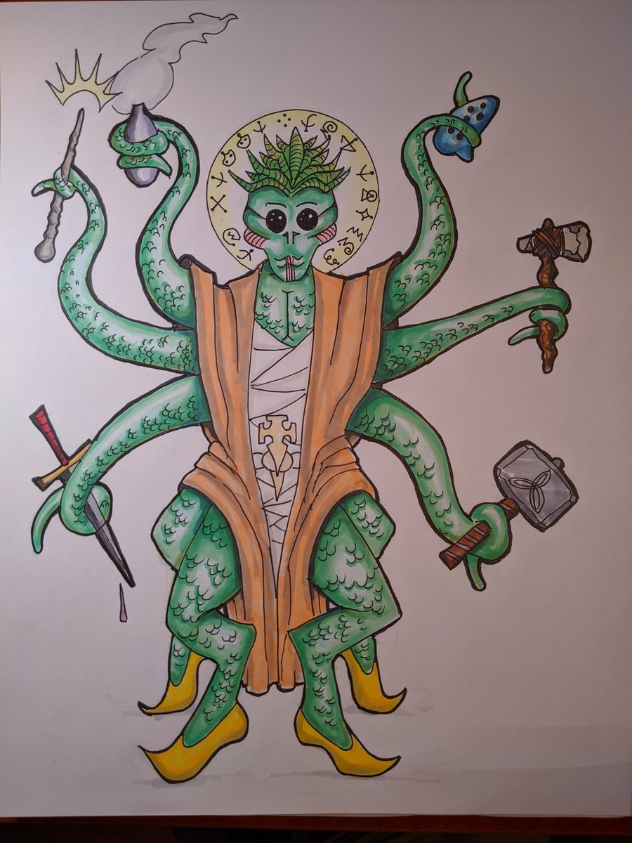milotoast's tweet photo. Collect the Six Sacred Relics, and Behold the Summoning! Fun interpretation of your quirky drawing :)

#RedrawJazzasArt https://t.co/Vu8mtZud46