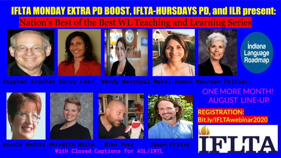 ONE MORE MONTH! DON'T MISS IT! CHECK OUT OUR AUGUST LINE-UP! <a href="/IFLTA/">IFLTA</a> <a href="/INLangRoadmap/">Indiana Language Roadmap</a> <a href="/hamiltonlugar/">Hamilton Lugar School at Indiana University</a> <a href="/IU_GlobalCenter/">Global Center at IU</a> <a href="/INedchat/">INedchat</a> #iflta #actfl #langchat #earlylang #INedchat 

R/tion: Bit.ly/IFLTAwebinar20…