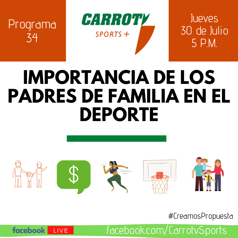 CarrotvSports's tweet photo. Mañana a las 5 p.m. hablaremos sobre la Importancia de los Padres de Familia en el Deporte, para ello tendremos a conocedoras de primera mano del tema:
Landy Marrufo, Mamá @Rommel_Pacheco 
Leticia López, Mamá @paolongoria 
¡Acompáñanos! 
#CreamosPropuesta https://t.co/bdBa3z0sks