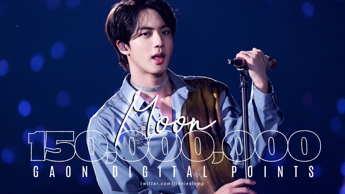 _SEOKJIEN's tweet photo. RT jinnieslamp: "Moon" has surpassed 150 million digital points on the Gaon chart. It is the 8th BTS_twt song, 6th song from Map of the Soul: 7 &amp; 2nd solo song to achieve this milestone in 2020. Congratulations Jin 🎊 https://t.co/fteBFoncjN