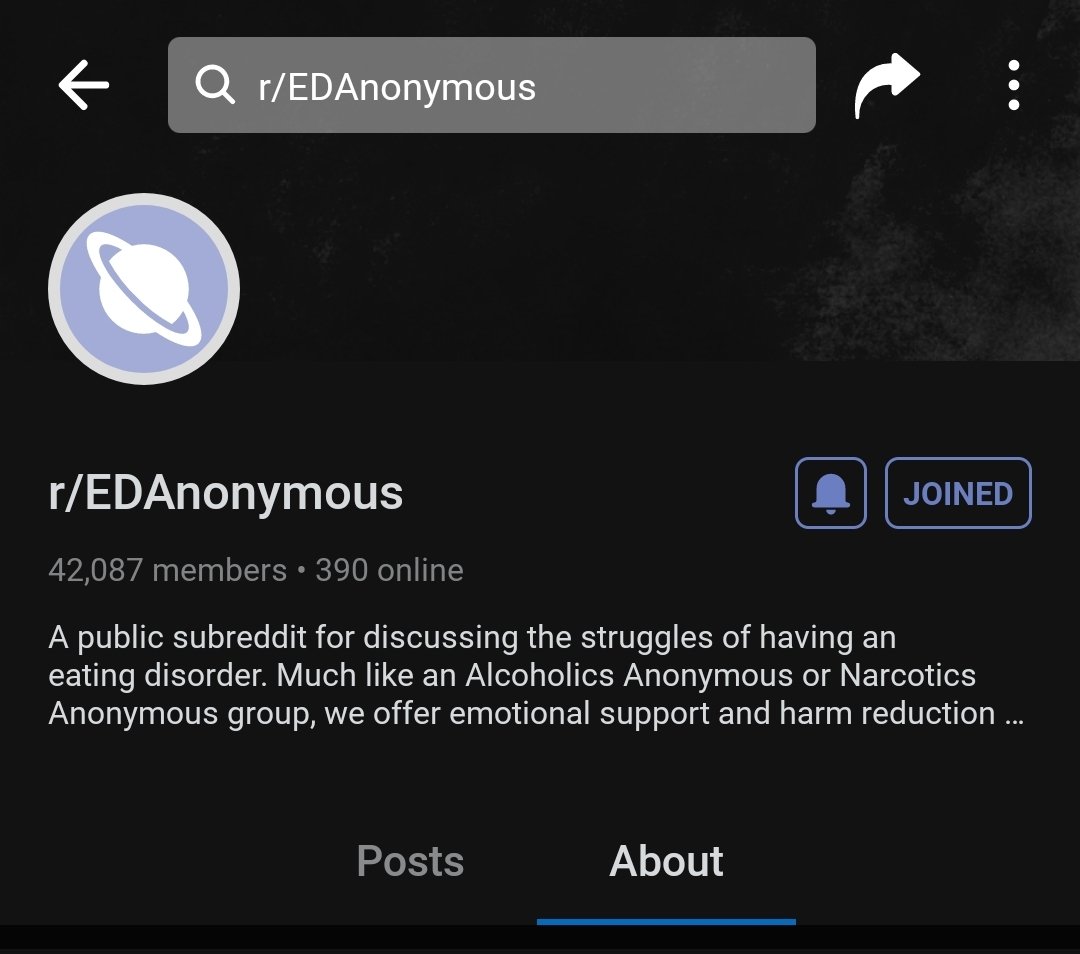 r/edanonymousplace for discussing the struggles of having an eating disorder