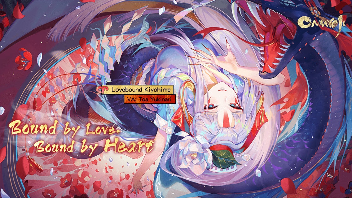 Royderosestream's tweet photo. #Lovebound Kiyohime# Bound by love, bound by heart! The brand new SP shikigami Lovebound Kiyohime has arrived in Heian-Kyo! The SP/SSR Chance Up event is underway. Don't miss your chance to form a pact with her! https://t.co/mkJfCh6SYc