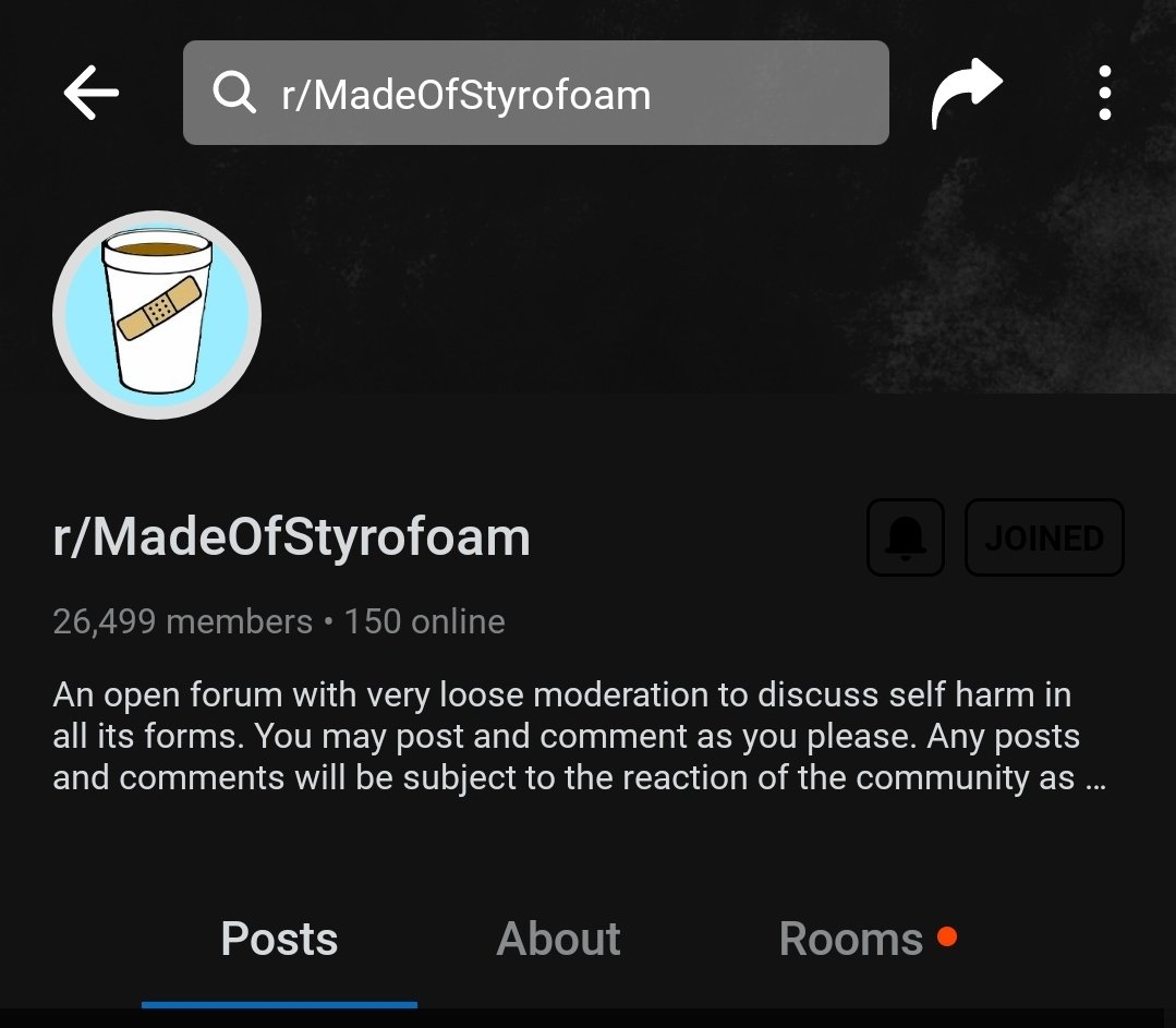 r/madeofstyrofoamself harm subreddit, sometimes has ed posts because its sh in all forms