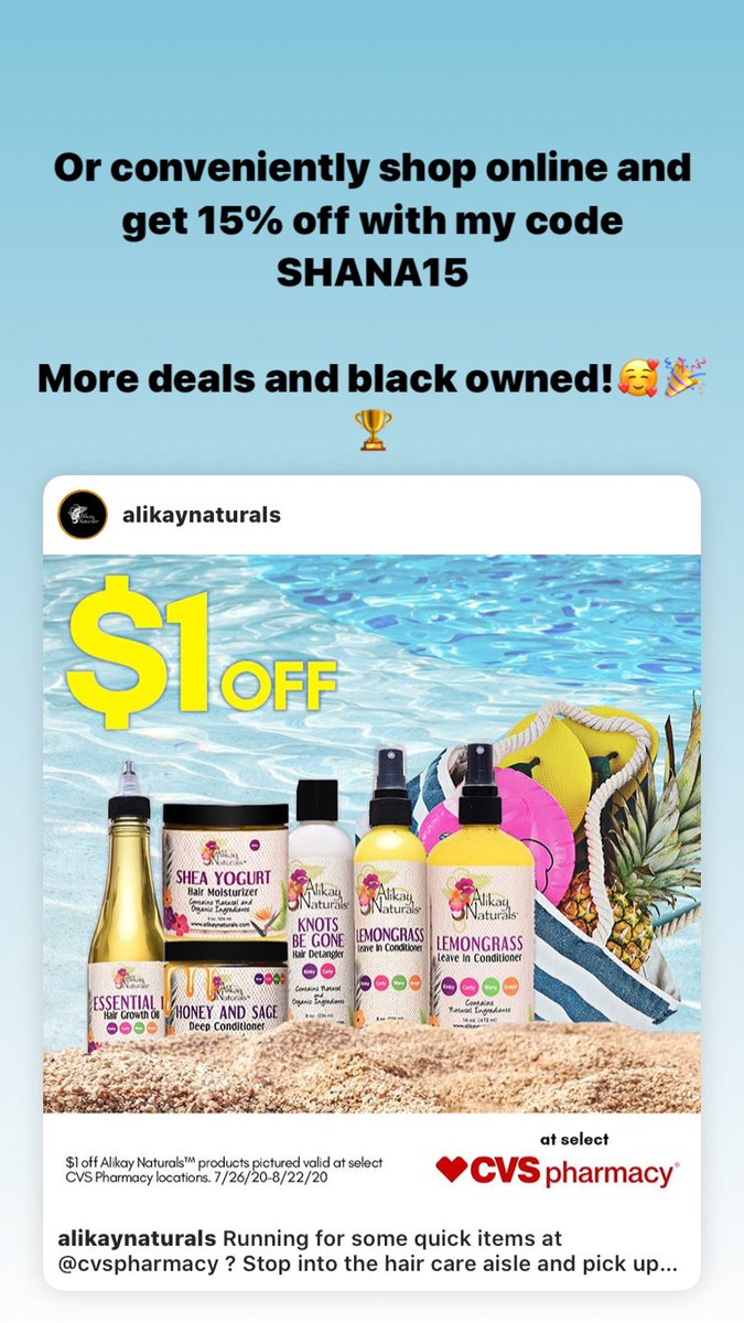 SeeBooPlay's tweet photo. Black owned! 💪🏾💜🌺 Online orders get 15% off with code SHANA15 >>@AlikayNaturals #AlikayNaturals #blackowned #drip #summerfaves #favorites #coupon #deal #deals #naturalhair https://t.co/jpO9oqOCdm
