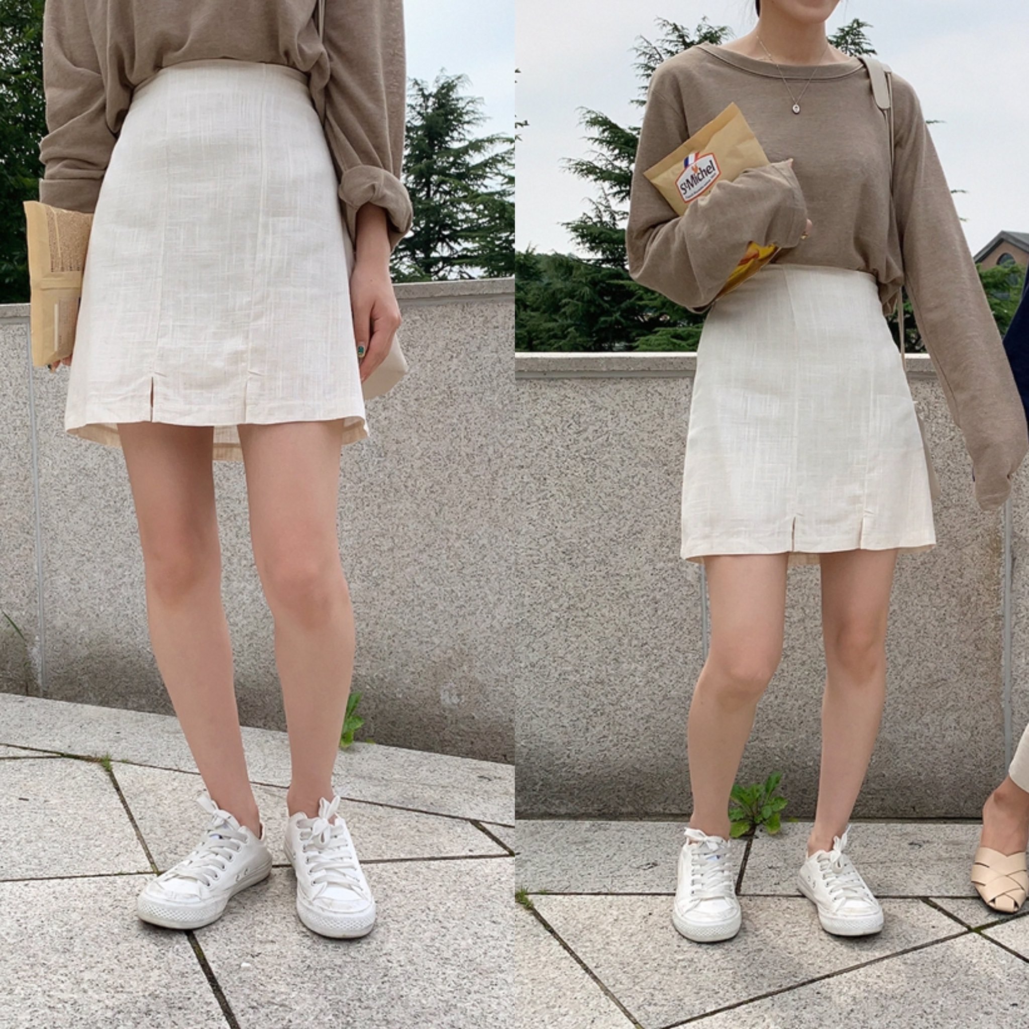 子 骨格ウェーブ ミニ丈はこんな感じ ウエスト細いからニットとかinしても全然事故らない 骨格ウェーブ は腰の低さをカバーするためにミニ丈はハイウエストで 靴はヒール高めにすると脚が長く見えて