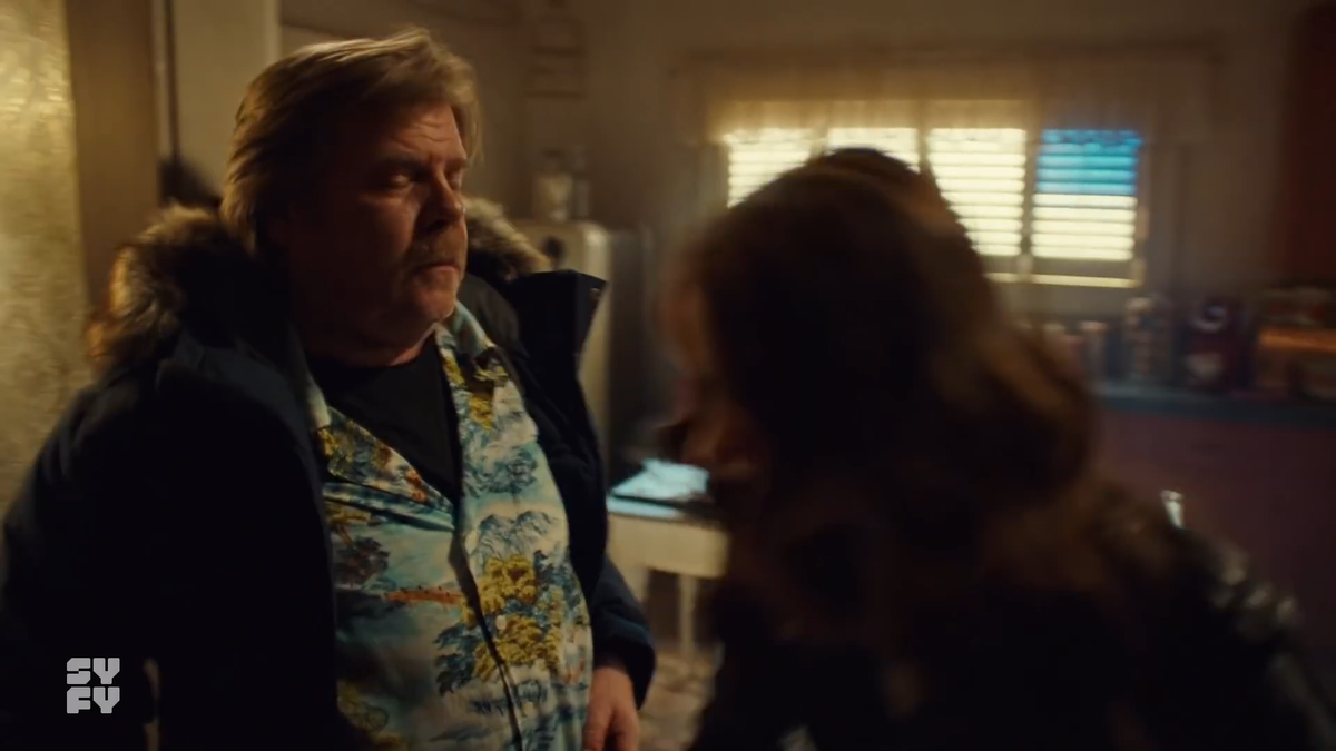 It's when Wynonna finally whips around the corner into the stairway hall that things begin to shift.