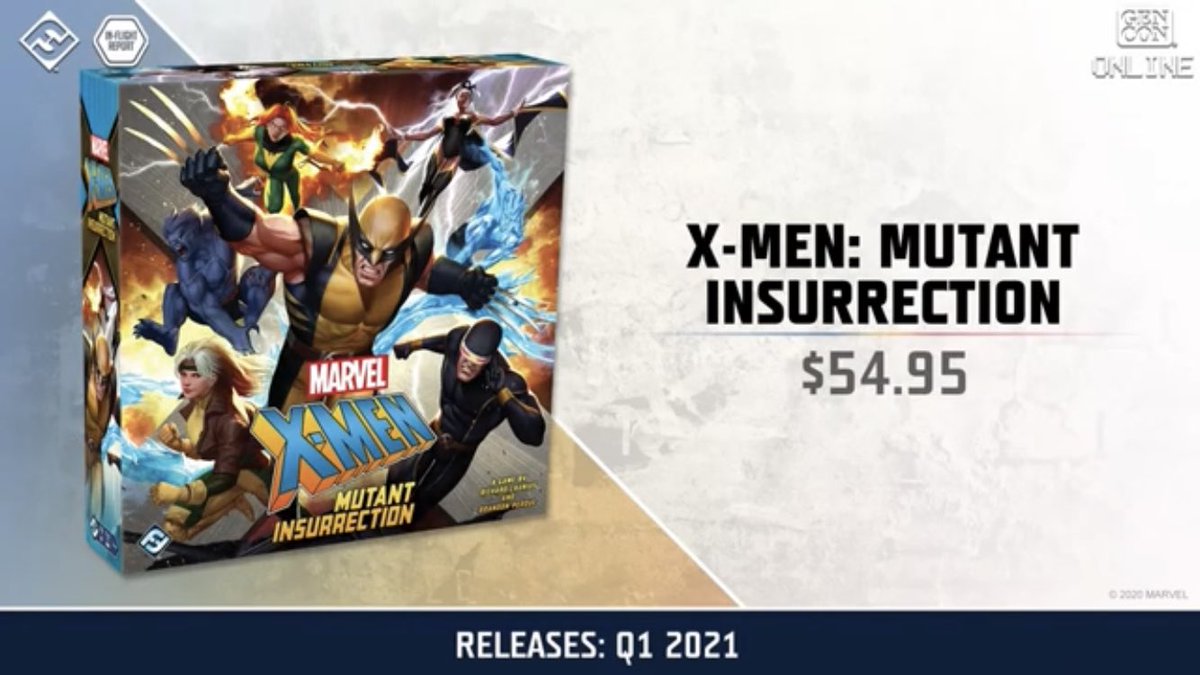 BCboardgamers's tweet photo. [Ryan] @FFGames #Xmen #MutantInsurrection is a new product releasing Q1 2021! 
A dice based, cooperative game, allowing players to assume roles of famous X-men and taking on familiar scenarios. https://t.co/0eA1N279Oy