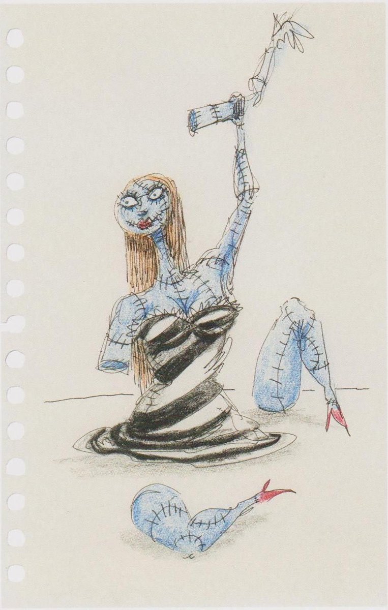 When she was working on the script for Nightmare, she felt very disconnected from the zombified mega babe that Tim had drawn Sally to be. So she reworked the character with Tim and director Henry Selick, basing Sally’s personality on herself and giving her a storyline of her own.