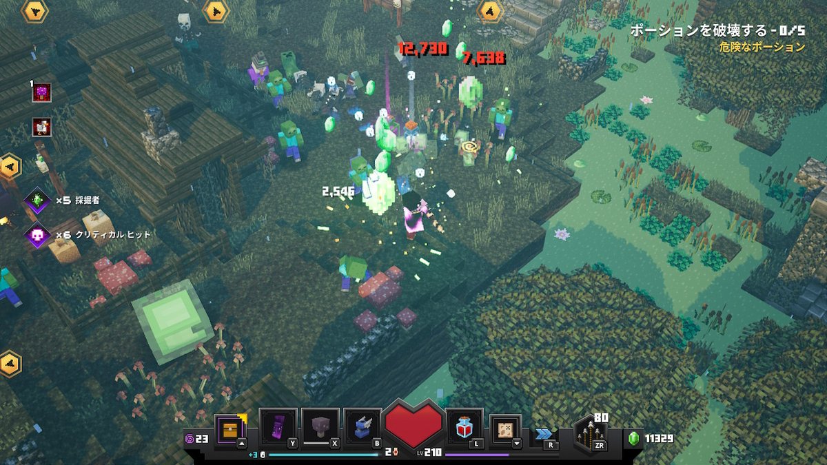 株好きゲーマーe マインクラフトダンジョンズ エンチャント 採掘者 エメラルド 落ちる確率がかなり上がってめちゃ気持ちいい 感覚的にはモブ3体に1回は落ちる感じ 湿っぽい沼を周回で1000エメラルド程稼げる 今は採掘者 2を使ってるけど今は採掘者 3の