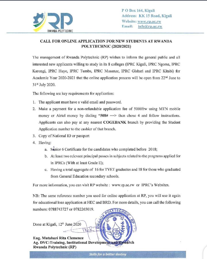 Rwanda Polytechnic on X: Dear Students, this is the revised Admission and  Registration timeline.  / X