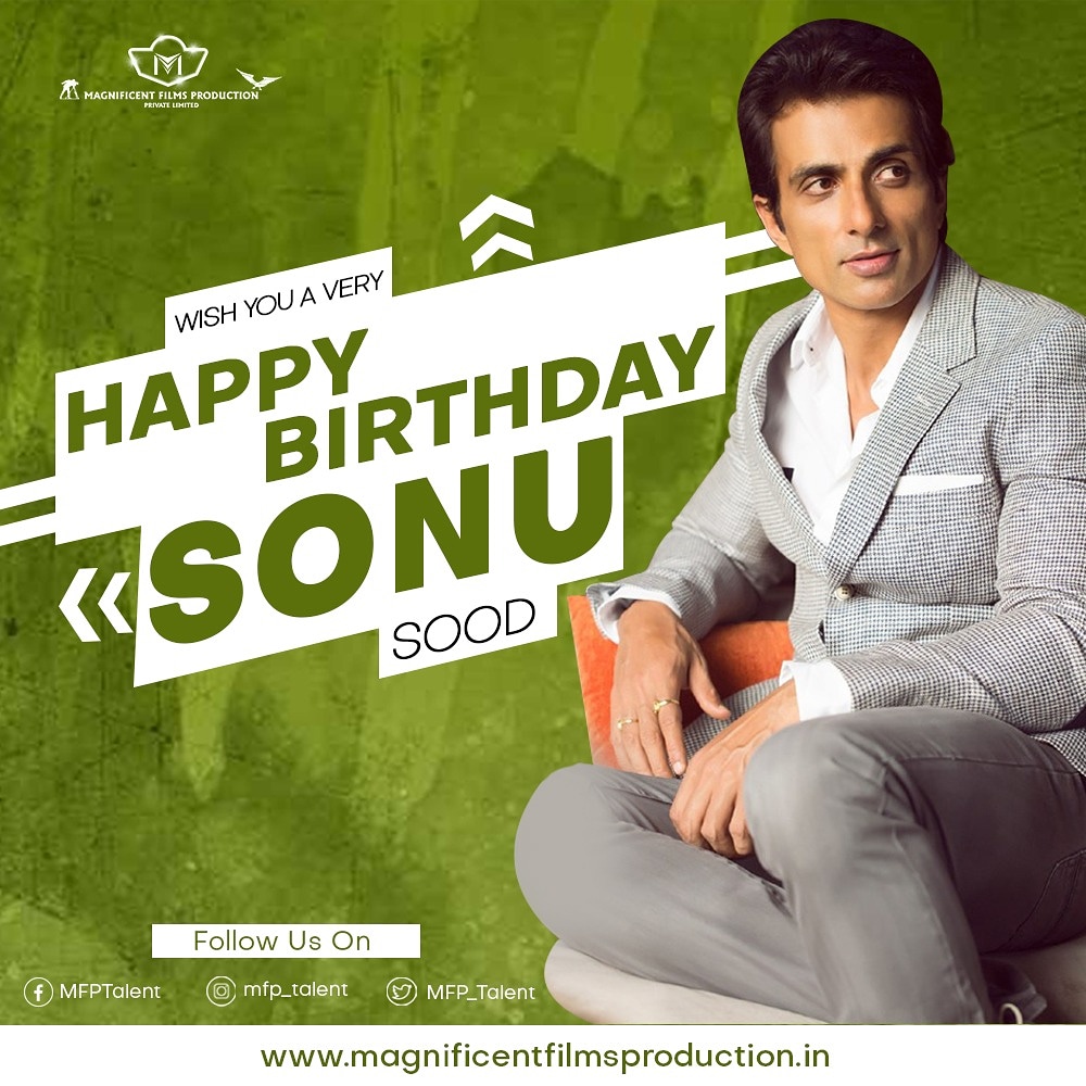 MFP_Talent's tweet photo. HAPPY BIRTHDAY to the versatile Actor, viĺlian in reel life and real life hero who has golden heart one &amp; only @SonuSood

#sonusood #hbd  #happybirthday #happybirthdaysonusood #Bollywood #realheroe #reallifehero https://t.co/5T3Ec8xVG5