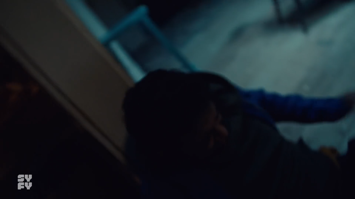 The lighting begins to change back as the camera rolls to the right and unfocuses.