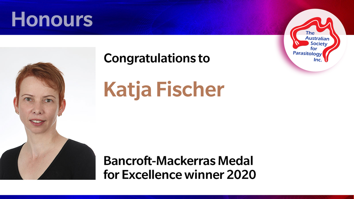 AS_Para's tweet photo. Congratulations to Katja Fischer #BancroftMackerrasMedalforExcellence 2020 #winner for #AustralianSocietyForParasitology #outstandingscience #Scabies lab #womeninparasitology #WomenInSTEM @QIMRBerghofer https://t.co/8UboL39EZY