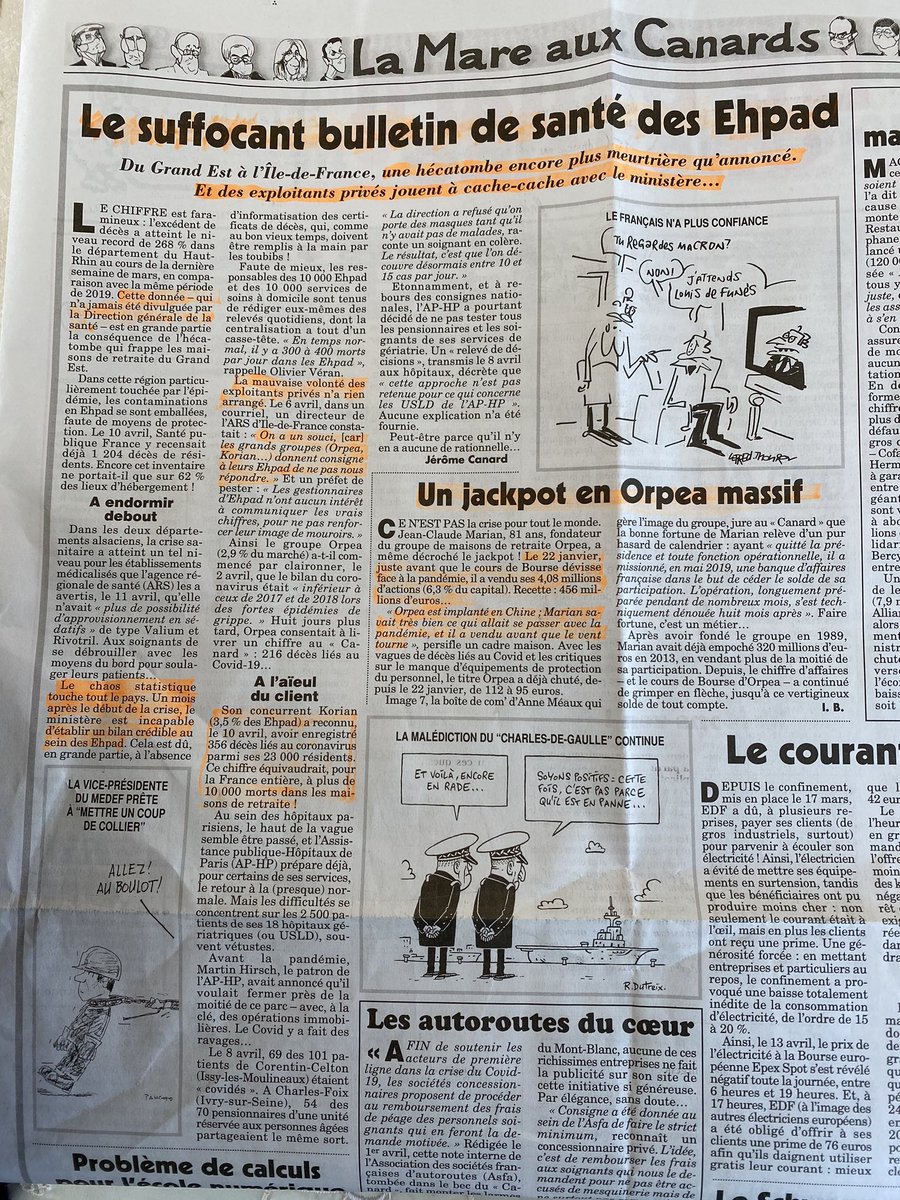 Les 3 principaux acteurs privés sont Korian, Orpéa et DomusVi : ils représentent à eux trois plus de 5 milliards d’€ de CA.De véritables machines à CA$H pour les actionnaires, les « investisseurs ».«Une maison de retraite est plus rentable qu’un centre commercial» :