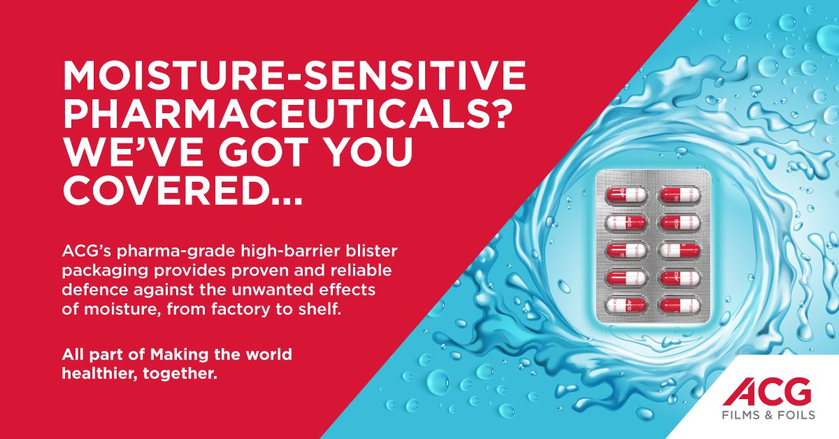 ACGWorld's tweet photo. Even a hint of moisture can reduce the shelf life of pharma products. So, protect your products better with ACG’s range of high-barrier films and foils. Find the best barrier for your product with ACG’s Barrier Selector Tool - https://t.co/lHDfowcEx9 #HighBarrierPackaging https://t.co/mauIAyMkOT