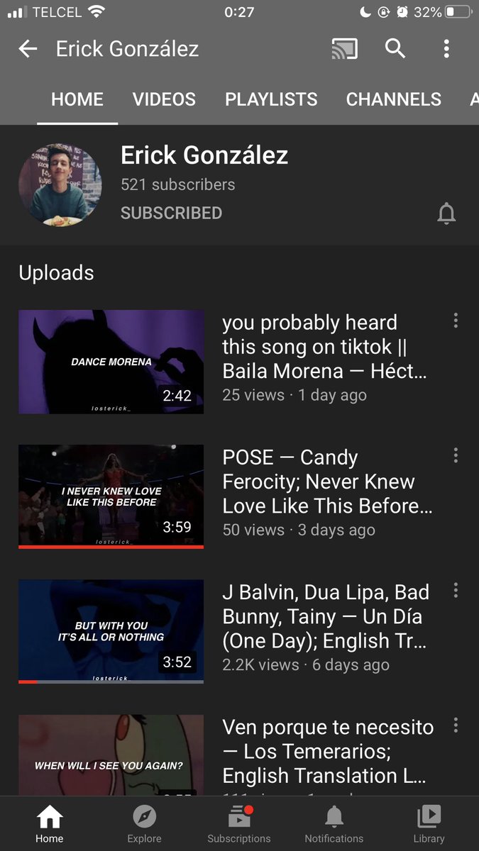 since my notifications are blowing up i have something to promote:this is my youtube channel where i mostly do english translations of spanish songs w/aesthetic lyrics, i also do it with some english songs too so hope you can check it  https://www.youtube.com/channel/UCoXGN6w-NE35EhLjWh3XXAA