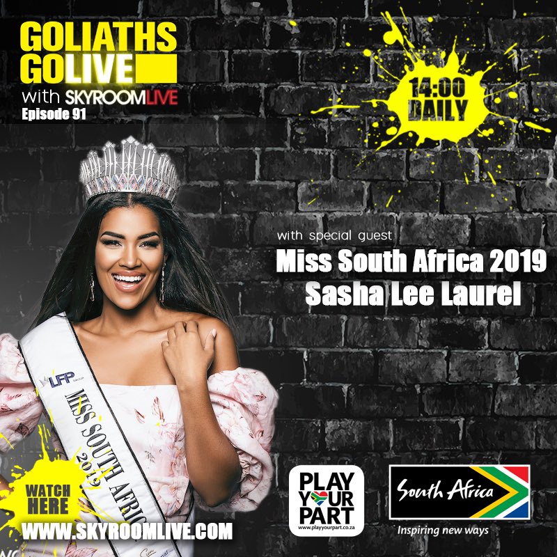 A huge honour to be chatting active citizenship  during #MandelaMonth with Miss South Africa - Sasha Lee Laurel and legend Kaizer Motaung Jr on #goliathsgolive today
Www. skyroomlive.com at 2PM. See you there!

#PlayYourPartSA <a href="/PlayYourPartSA/">Play Your Part</a>