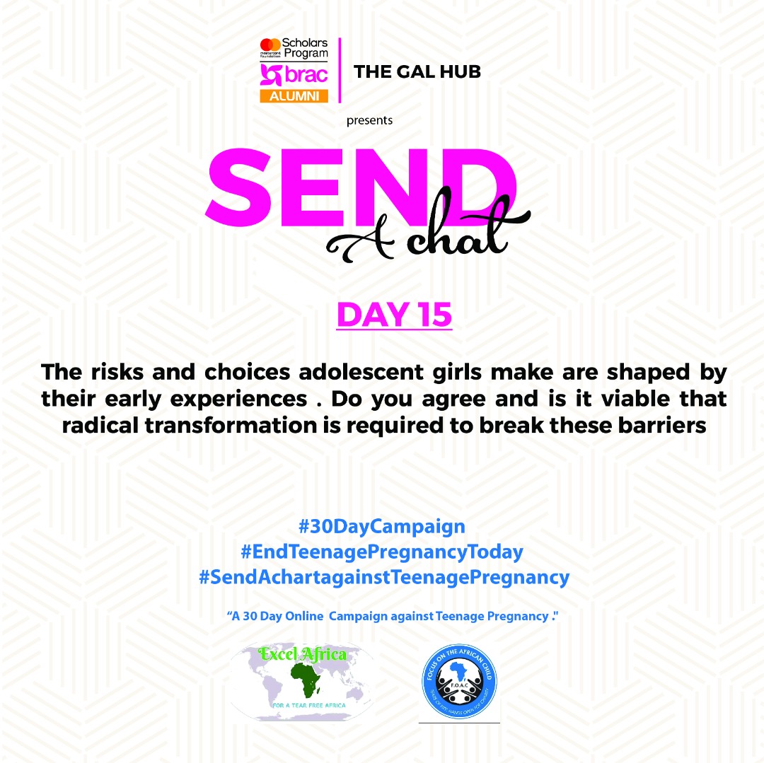 MCFAlumniUg's tweet photo. The risks and choices adolescent girls make are shaped by their early experiences. Do you agree and is it viable that radical transformation is required to break these barriers?
Join the #30DayCampaign
#EndTeenagePregnancy
#WeThriveTogether
#WeAreMfabu https://t.co/zA6bO2ZyHI