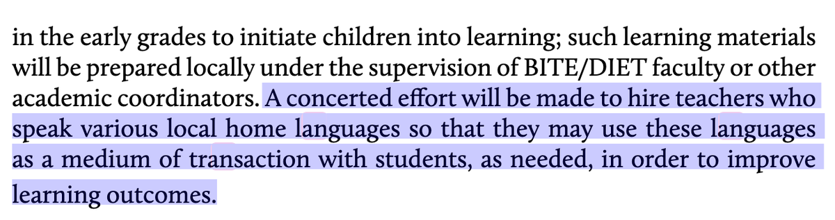 • Both are promising if & when actioned — would create job opportunity for native language scholars while helping children access knowledge in their languages.• Contextualizing pedagogy and curriculum are both positive steps. Hope community consensus taken into account.(6/n)