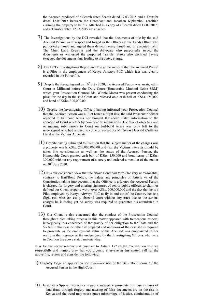 In court, Mr. Eric Agolla did what he did, you know how the courts work and for a case where he is charged with 11 counts of forgery and trying to steal land worth Sh250 million, he was released on a cash bail of Sh150,000. So Eric got a cheap bail, he is free to roam and scam.