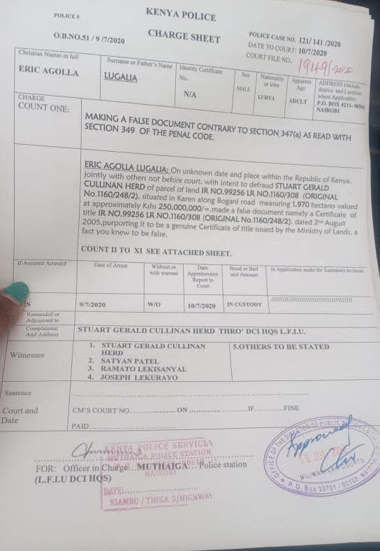 In May, l posted about one Eric Agolla who was trying to steal somebody's land. Lands CS  @Faridakaroney got involved and stopped the grabbing, Eric was arrested and charged but the story gets more interesting, when an MP and a Senator got involved, a short thread...  #SemaUkweli  https://twitter.com/bonifacemwangi/status/1265713960474599426