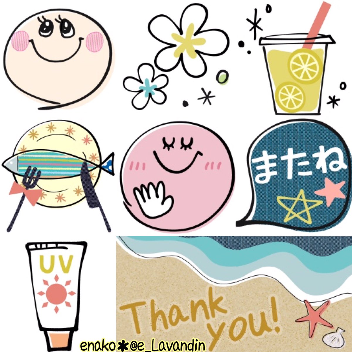 O Xrhsths Enako Sto Twitter 本日の夕方 新作 Line絵文字 サマーmix 大人カラフルなsmile を発売します 今しばらくお待ち下さいませ Line絵文字 新発売 Summer 夏 夏休み リゾート 西海岸 Smile スマイル Enako よろしくお願いします