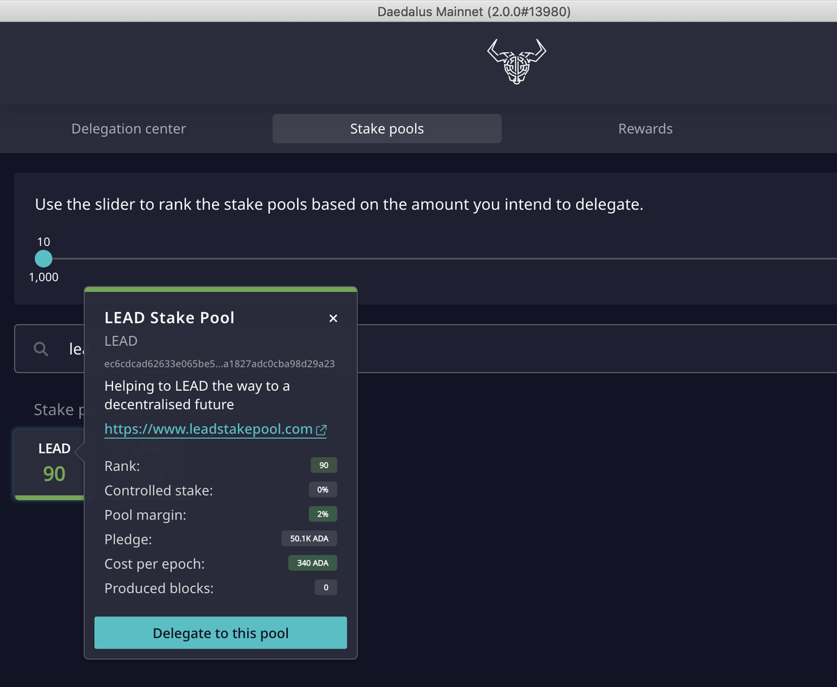 delighted_to's tweet photo. RT @LEAD_stake_pool: I am absolutely delighted to announce that LEAD Stake Pool is live! Delegators - please keep us in mind. Any questions drop me a pm or reply to this tweet.
#cardano #ada #crypto #cryptocurrency #crypto #stake #stakepool #cardanostake… https://t.co/ENlsA9ap2z