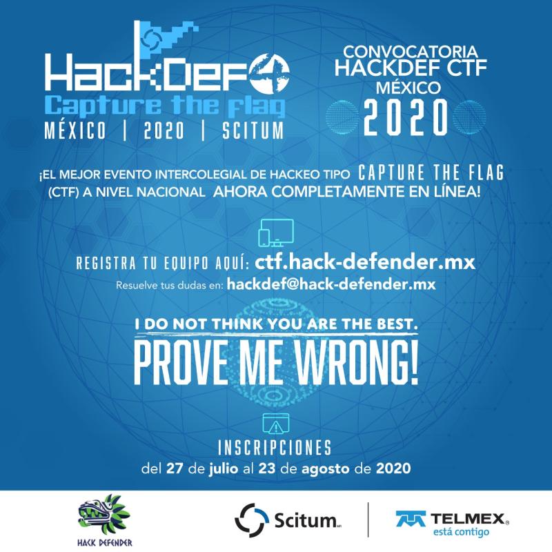 FIUNAM_MX's tweet photo. Alumnos, hemos sido retados por @Scitum. Ellos no creen que seamos los mejores, pero les probaremos que se equivocan.😏 😎
💻 #HackDef2020 #HackDefCTF 📲
➡️Convocatoria https://t.co/brD07NjjPJ
✅Registro https://t.co/pO6j3ugQmf https://t.co/0LpbTPZnq3