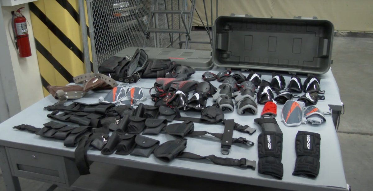 Sporting equipment. Even if one human wore everything on this table, they'd still be less protected than a Seattle Police Officer in riot gear. Pads are the most defensive thing imaginable. It's obscene to suggest they are anything more than a reaction to police violence.