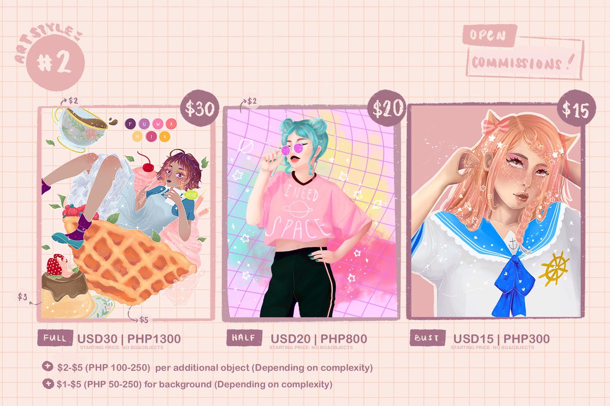 temfuwa's tweet photo. ✨Here is my commision sheet✨
DM me so we can start the commission! I look forward into working with you!
#commissionsopen #artph #illustration #digitalart #acnh #doodles #stylizedportraits #fanart #oc #drake #chibi #stickers #foodillustration #paypal https://t.co/0O0bjcuzz7