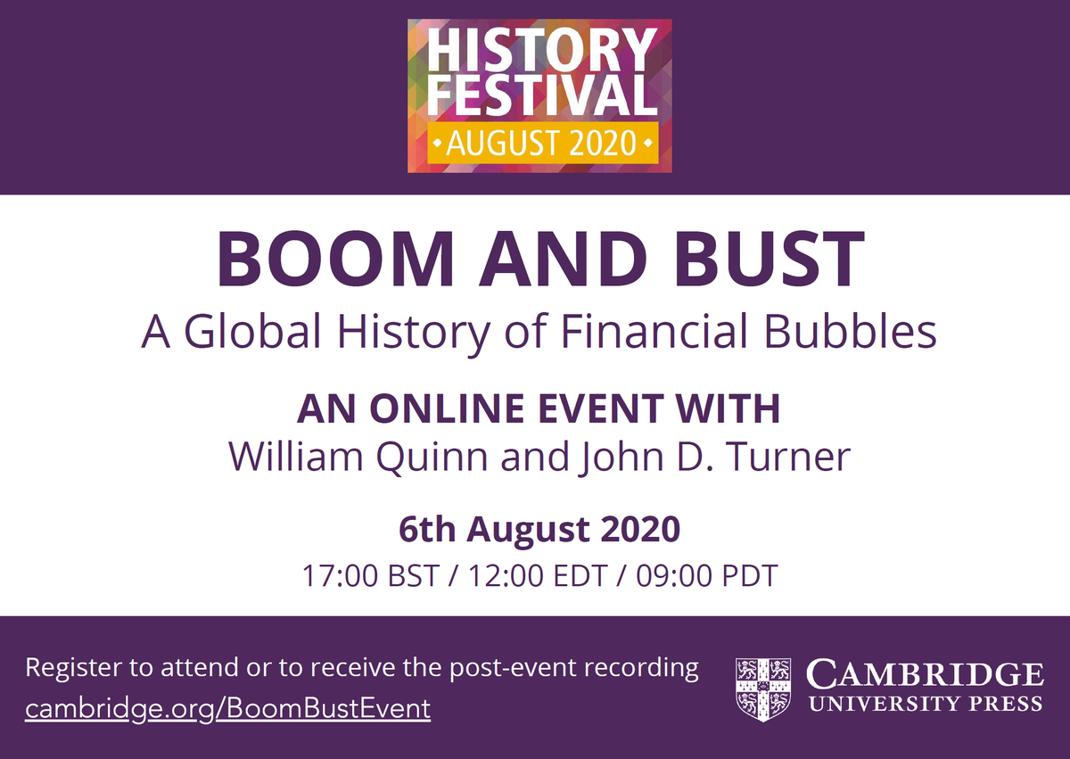 📕Book Launch: Meet authors @LeadershipQUB @QUBManagement  @ProfJohnTurner @wquinn05 at the virtual launch of their new book; Boom and Bust: A Global History of Financial Bubbles. Free and open to all.  
Register 👉rb.gy/fsdtot  
#economy #history #LeadershipQUB