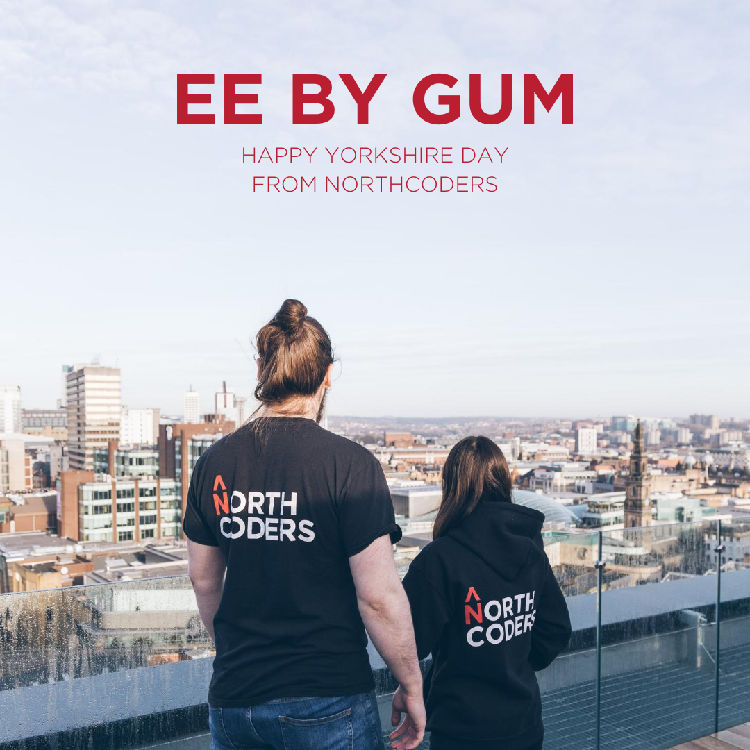northcoders's tweet photo. 'Ey up! Happy Yorkshire Day to our Leeds community and everyone on ’tother side o’t Pennines 😀 We love this #throwback pic from when we opened our second campus ♥️

#yorkshireday #eyup #byeck #eebygum #weloveyorkshireisms https://t.co/BSuQBSJYlv