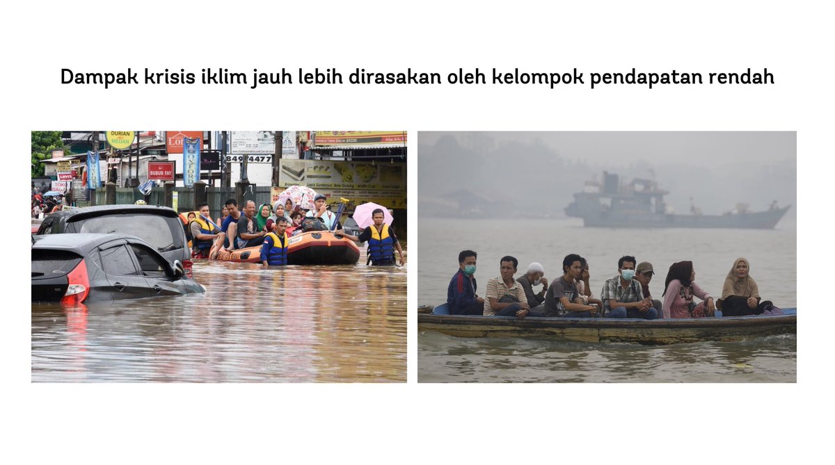 Krisis iklim justru adalah isu kelas. Pembiaran model ekonomi intensif karbon dan krisis iklim lebih berdampak pada kelompok ekonomi rentan. Ketika banjir kemarin, yang kaya bisa nginep sementara di hotel, beli furnitur baru. Dampaknya tidak proporsional.