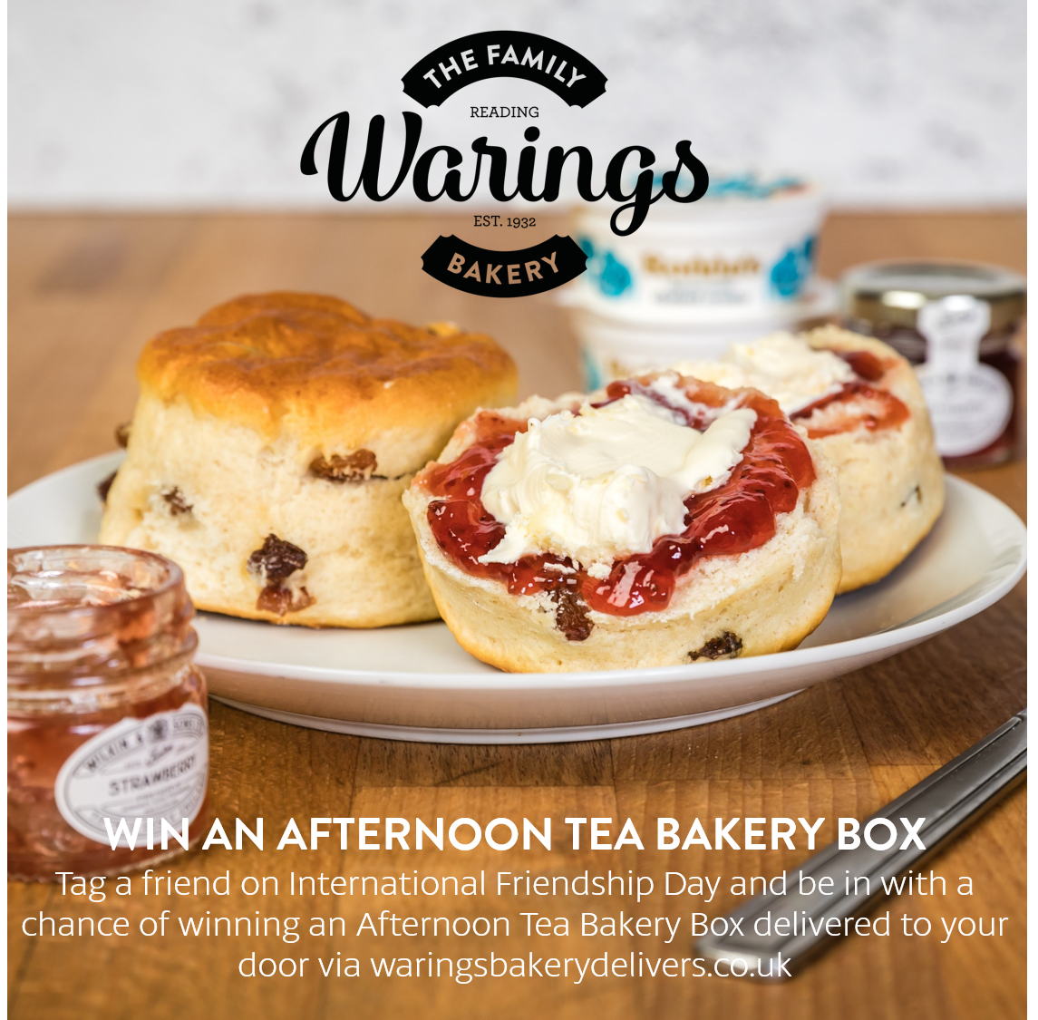 waringsbakery's tweet photo. It's #InternationalFriendshipDay. 
Tag a friend you'd share your afternoon tea with &amp; we'll put you in the draw to WIN an Afternoon Tea Bakery Box via   https://t.co/CBoHS2hxJI*
*Competition closes midnight today, Local delivery only view website for delivery areas. https://t.co/TrV2Sk8KuK