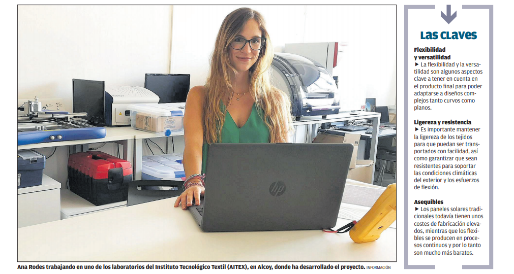 UPVCampusAlcoy's tweet photo. 'Toldos capaces de generar energía', el innovador proyecto de Ana Rodes, estudiante del @Muitex_UPV  #textil #Alcoy https://t.co/aAorvgKnXg