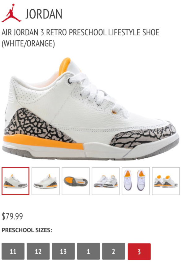 jordan 3 laser orange preschool