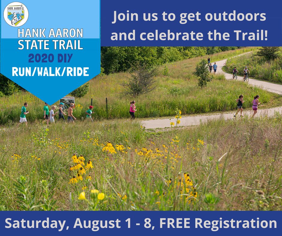 HankAaronTrail's tweet photo. Event week kicks off Saturday morning! Register FREE today for the Hank Aaron State Trail DIY Run/Walk/Ride to join in on all the fun! https://t.co/CMi0KbLIu4
#HankDIY https://t.co/T88gwNVOMb