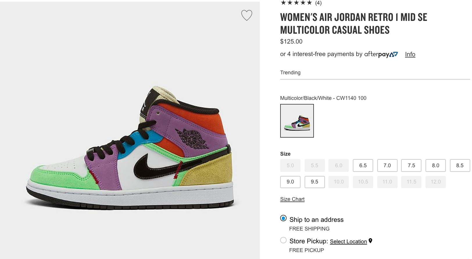 women's air jordan retro 1 mid se multicolor casual shoes