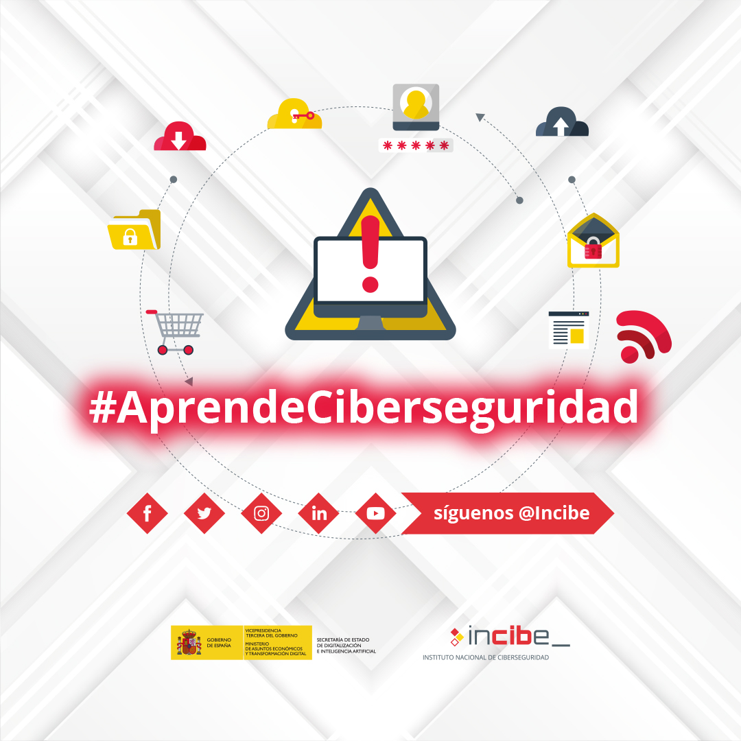 INCIBE's tweet photo. Ya llevamos 6 semanas con la campaña #AprendeCiberseguridad. ¿Quieres ver los 6 vídeos publicados hasta la fecha? Visita la lista de YouTube para verlos todos (y recuerda que todas las semanas tendremos nuevos términos en nuestras redes sociales): https://t.co/j4EpUof2Mf https://t.co/7aTJjqShGq