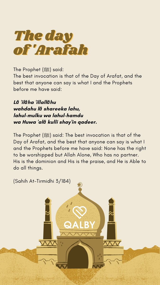 QalbyApp's tweet photo. The day of ‘Arafah ✨
#qalbyapp #igniteyourheart #withthelightofiman #rechargeyouriman #ilm #dawah #qalbyjourney #seekerofknowledge #deen #10DaysOfDhulHijjah https://t.co/n5bPoXaIaq