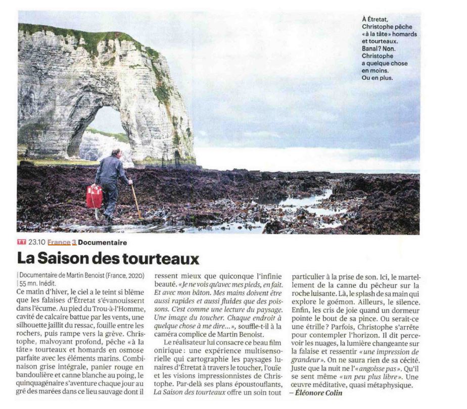 France3Presse's tweet photo. Christophe malvoyant profond pêche "à la tâte", "une oeuvre méditative, quasi métaphysique" pour @Telerama - "La saison des tourteaux", collection #HeureD, Mercredi 5 août sur @France3tv https://t.co/w6yjMcbiMQ