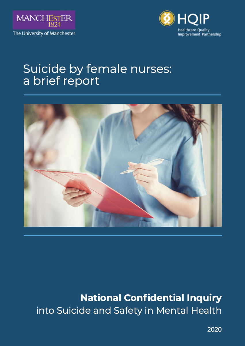 We really shouldn't be kicking getting support for NHS staff  #MentalHealth down the road & relying on future  @Conservatives largesse. As  @NCISH_UK report ( https://sites.manchester.ac.uk/ncish/suicide-by-female-nurses/) showed this is an area that needs action now and was present pre  #COVID19  #OurNHSPeople  #WeAreTheNHS