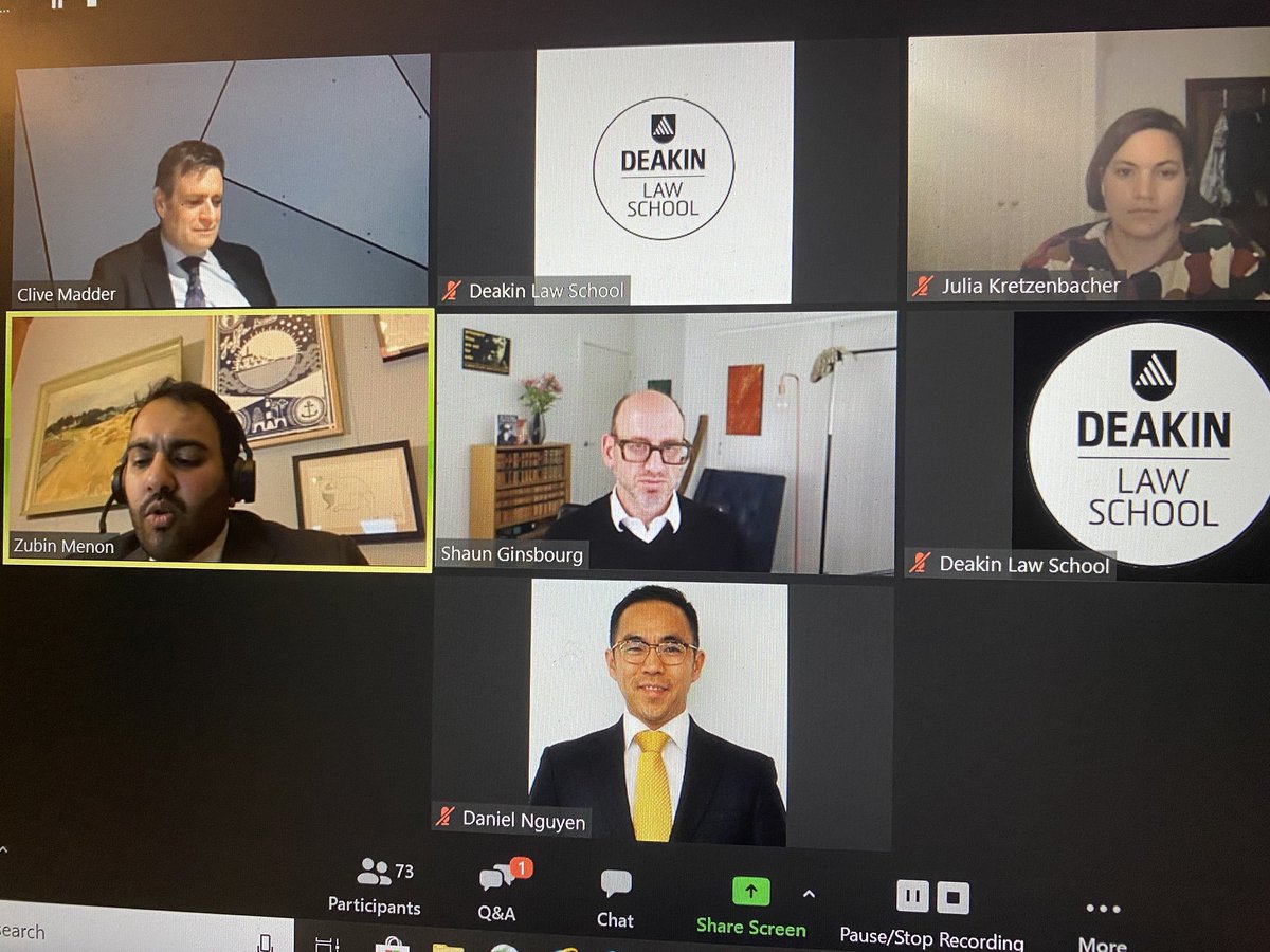 Thank you to <a href="/VictorianBar/">Victorian Bar</a> for presenting a webinar on becoming a barrister for students at <a href="/DeakinLaw/">Deakin Law School</a> School. The discussion was insightful and honest and very helpful for forward-looking students.