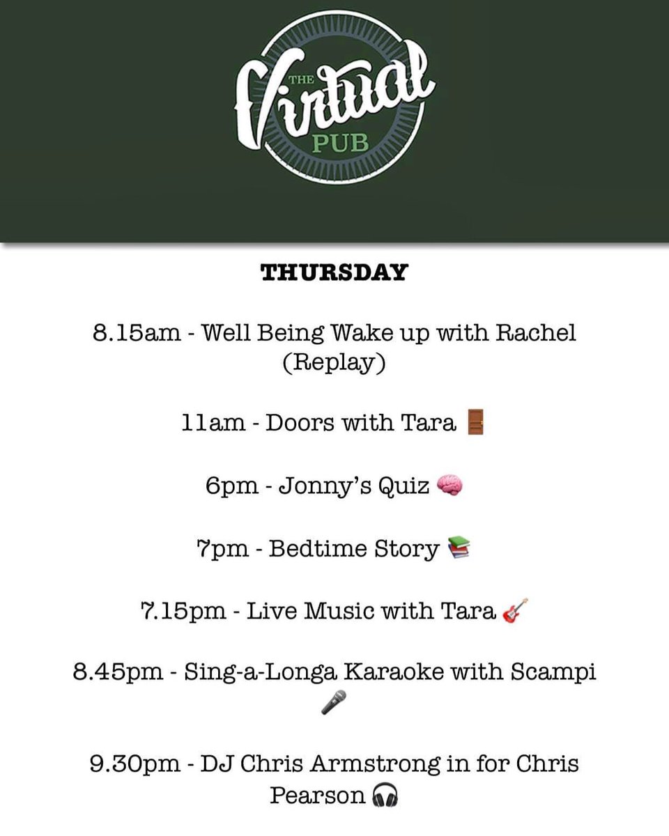 Thursday is the now officially the start of the weekend @the_virtual_pub it’s gonna be a hot one! thevirtual.pub #hopeinnmeltonmowbray #facebooklive #wellbeing #quiz #bedtimestory #livemusic #singer #muscian #karaoke #vinyldj #joinus #peace #love #immunity #ourcommunity