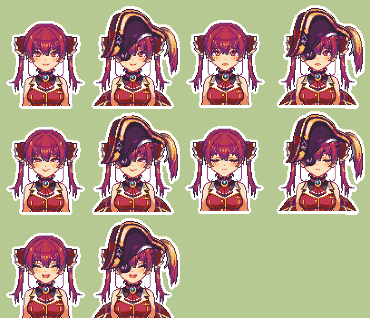 houshou marine 1girl twintails red hair pirate hat smile hat eyepatch  illustration images