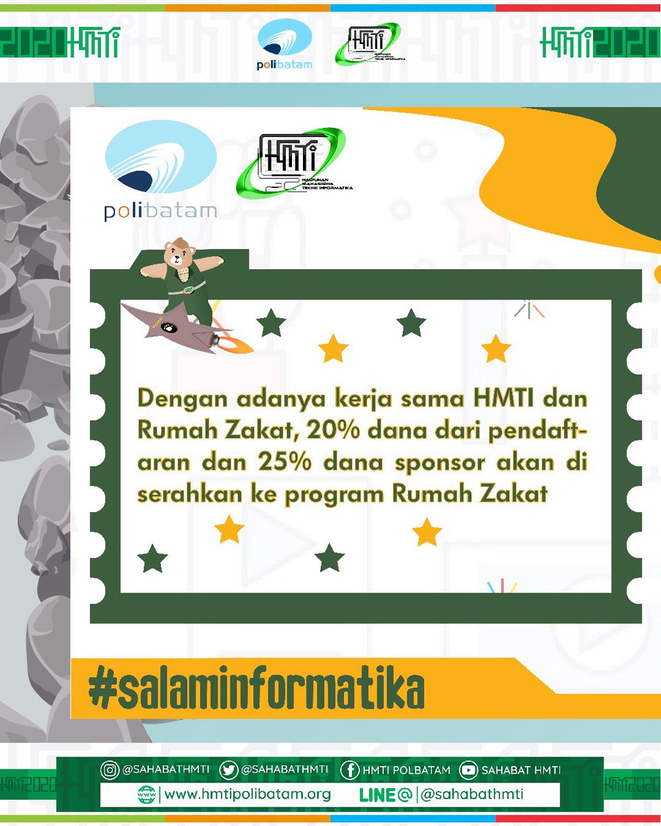 sahabatHMTI's tweet photo. ✳️HMTI FESTIVAL 2020✳️
.
🎬The Art Of Deception🎬
.
Ada yang spesial nih dari HMTI FESTIVAL tahun ini,yaitu kami bekerja sama dengan Rumah Zakat.Jadi nantinya sebagian dari uang pendaftaran dan sponsor akan didonasikan kepada masyarakat yang terdampak dari pademi covid-19. https://t.co/azIJUL72XC