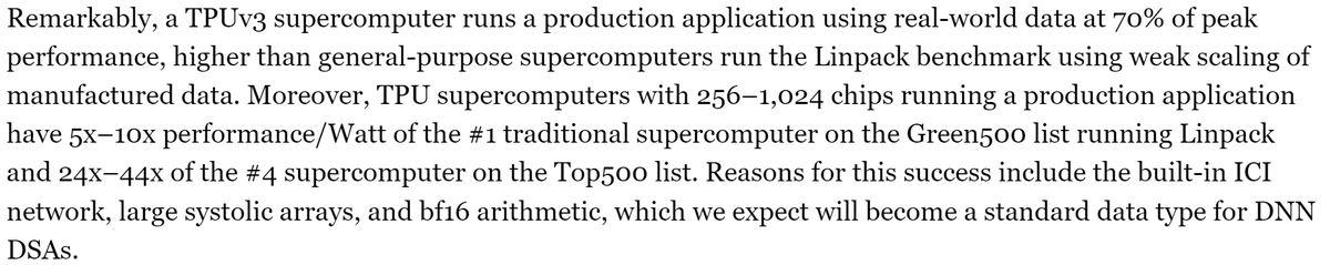 Strange comparisons again in conclusions - some  #HPC production codes (DNNs, DCA++) can achieve higher efficiencies than HPL. Similar-size tuned supercomputers with a good interconnect can achieve >90% efficiency (e.g., June 2019, #63/64 ...).  @NVIDIAAI's DGX A100 (#7) gets 80%!
