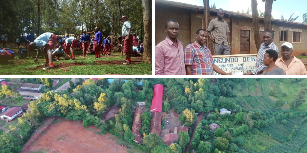 Blind from a young age, Peter Nzioka overcame the obstacles and is now a primary school teacher helping other children with visual impairments. Shown here are pictures of his school, Kangundo DEB  integrated primary school.