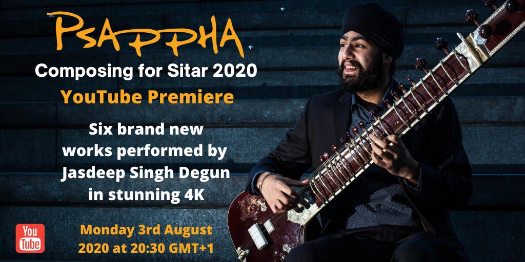 💫Week Three💫 Monday 3rd August, 20:30 (GMT+1) The culmination of #ComposingForSitar Six brand new works performed by the amazing Jasdeep Singh Degun 👋Join us as we watch together on #YouTubePremiere🎧🖥 1/2 Here’s the link ⬇️ psappha.com/event/composin…